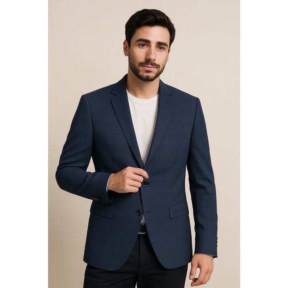 H&M Mens Blazer Slim Fit Navy 38R - Picture 1 of 12